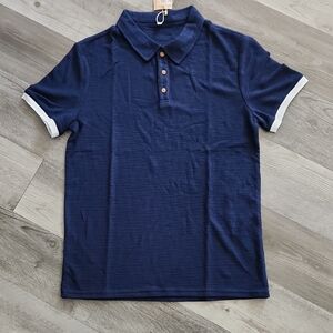 Amazon Dark Blue Polo with White Trim Waffle Design Sailwinds Mens M